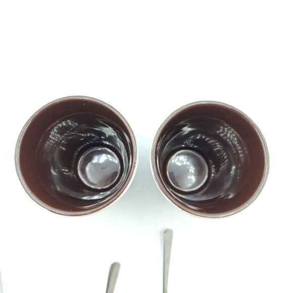 Two Tone Ceramic Coffee Mugs With Hanging Spoons 10 oz Cappuccino Latte Cups - Picture 2 of 7